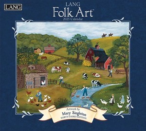 アメリカ　ラング社　2025年　壁掛けカレンダー　Lang Folk Art