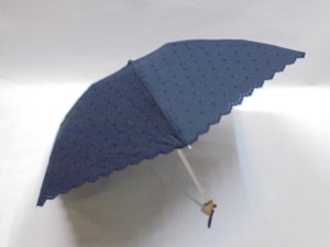 晴雨兼用　T/C生地　小花刺繍　コンパクト折傘