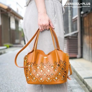 Handbag Shoulder Bag Pouch 2-Way Bag Punching Genuine Leather Leather Diagonally