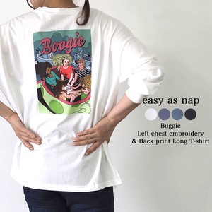 【easy as nap】【2021秋冬】 Buggie 左胸刺繍＆バックプリント ロングTシャツ