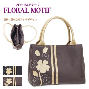 Flower Motif Gold Applique Embroidery Point Handbag Floral Motif