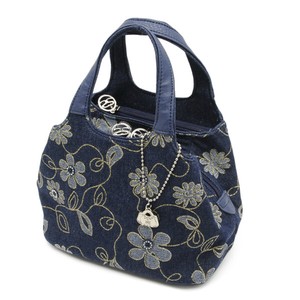 Denim Flower Pattern Print Handbag