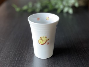 日本製　窯元直送　干支 子ども食器・フリーカップ【丑（うし）】