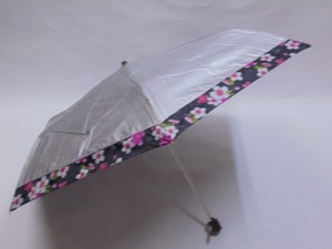 All Weather Umbrella Floral Pattern Silver Folding Umbrella
