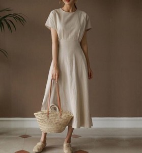 綿とリネン ワンピース  ドレス YMA9738