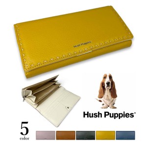 5色 Hush Puppies ハッシュパピー リアルレザー ステッチデザイン かぶせ 長財布 ウォレット 本革(hp3064)