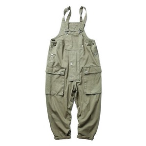 2022 A/W Green Overall Overall Big Pocket Vintage Military