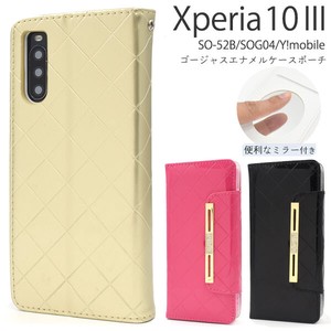 Smartphone Case With Mirror Xperia 10 SO 52 SO 4 Y!mobile Enamel Notebook Type Case