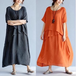 新作  新作 ファッション レディース レトロな綿とリネンのドレス LDLA2275