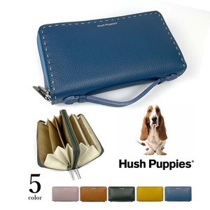 全5色 Hush Puppies ハッシュパピー リアルレザー ステッチデザイン ダブルファスナー 長財布 本革(hp3066)
