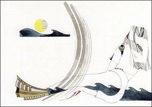 ポストカード イラスト FUKUDA TOKUKO「ビーチ」