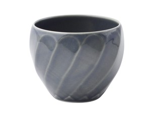 彫刻紋(藍墨)小碗 斜め彫