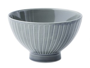 彫刻紋（藍墨）茶碗 草林彫　日本製