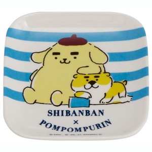 Melamine Mini Plate Quadrangle 1 Pc "Shibanban" Shibainu "POM POM PURIN"