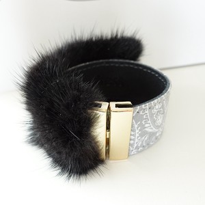 Leather Bracelet Bangle Fake Fur NEW