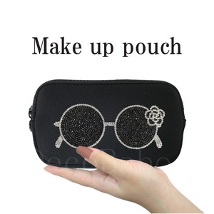 1 Pouch Make Up Make Pouch Neo Plain Material Glitter Cat Rose