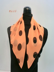 Thin Scarf Polyester black L size Polka Dot Koban Autumn Winter New Item Made in Japan