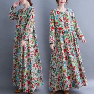 Casual Dress Oversized Floral Pattern One-piece Dress Ladies'