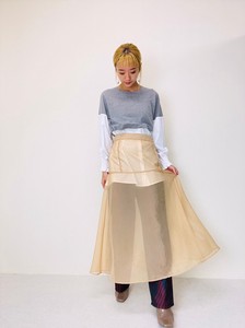 Skirt Organdy Flare Skirt Switching