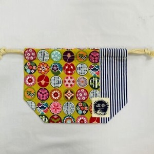 Japanese Bag Navy Stripe Drawstring Bag Japanese Pattern