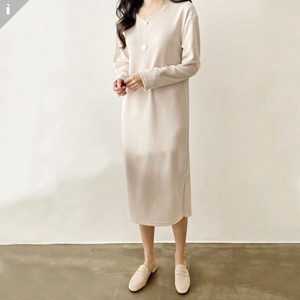 Casual Dress Long V-Neck Slim One-piece Dress M