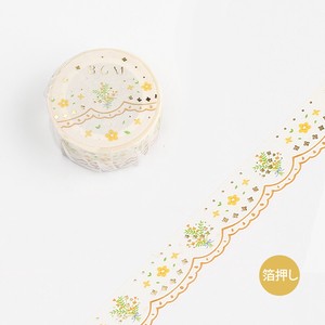 Washi Tape Life Foil Stamping Lace Yellow Flower Width : 15mm Length:5m
