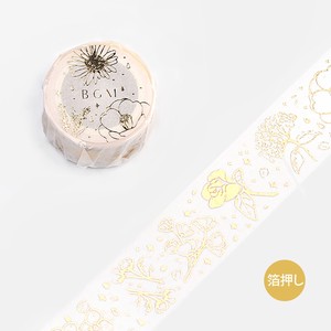 Washi Tape Life Foil Stamping Gold Flower Width : 20mm Length:5m
