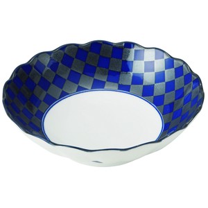 藍銀彩 菊形55浅鉢 [美濃焼 日本製 食器 陶磁器]