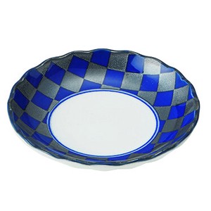 藍銀彩 菊形30皿 [美濃焼 日本製 食器 陶磁器]