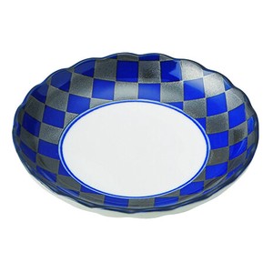 藍銀彩 菊形35皿 [美濃焼 日本製 食器 陶磁器]