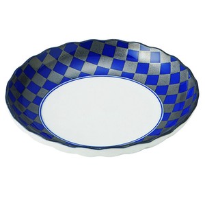 藍銀彩 菊形50皿 [美濃焼 日本製 食器 陶磁器]
