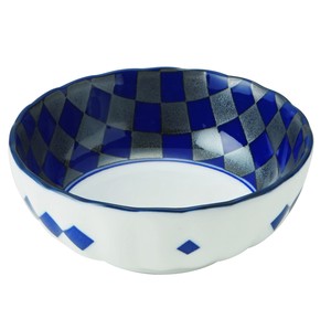 藍銀彩 菊形35鉢 [美濃焼 日本製 食器 陶磁器]