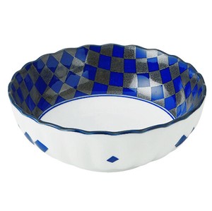 藍銀彩 菊形45鉢 [美濃焼 日本製 食器 陶磁器]
