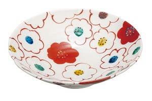 Kutani ware Main Dish Bowl Flower Crest 7-go