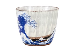 [Kutani Yaki] Distilled Spirit Cup Hokusai Kanagawa