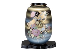 [Kutani Yaki] Size 8 Flower Vase Tenmoku Phoenix