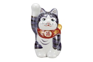 【九谷焼】4号招き猫 紫釉彩