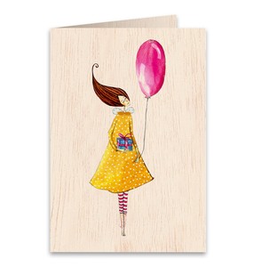 Little Natural Wood 100 Greeting Card Balloon