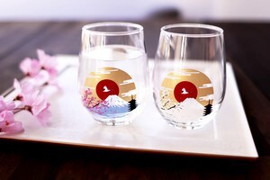冷感桜富士山　フリーグラスペア　 【日本製　ガラス　おしゃれ　冷感】