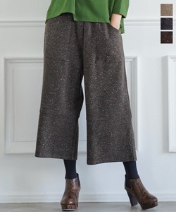 Elastic Waist Tweed Three-Quarter Length wide pants