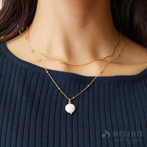天然珍珠/月光石项链 项链 宝石 珍珠 长款 正装 45cm 日本制造