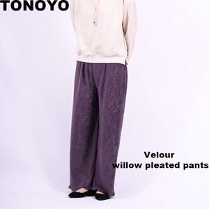Full-Length Pant Velour Pleated Pants