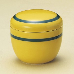 ≪メーカー取寄≫黄釉グリーン帯夏目型蒸碗