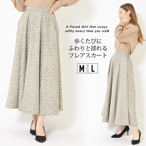 Skirt Waist Floral Pattern Pocket L Flare Skirt Ladies' M