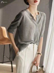 T-shirt Mini Plain Color Tops Casual Ladies' M Simple Cut-and-sew