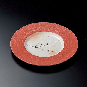 ≪メーカー取寄≫赤釉リム付丸皿