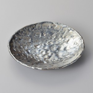≪メーカー取寄≫銀釉8.0丸皿（信楽焼）