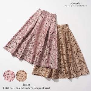Skirt Jacquard Patterned All Over Embroidered 2-colors