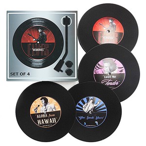 【ミュージック ＆ フィルム スター】エルヴィス・プレスリー ラバー コースター 4枚セット Records