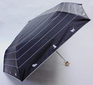 晴雨兼用　UVカット　ネコプリント　コンパクト折傘